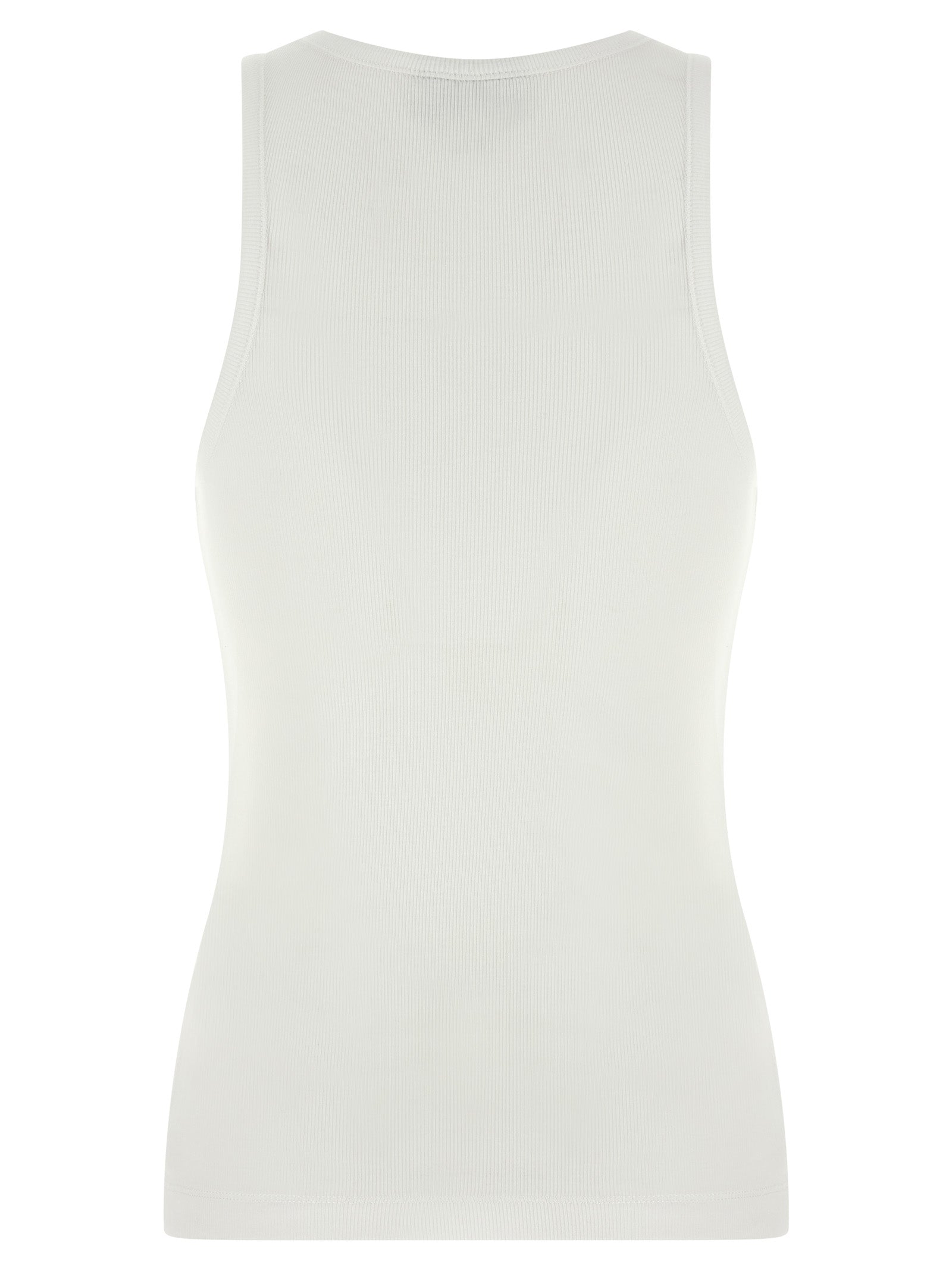 Ganni White Organic Cotton Sleeveles T-Shirt