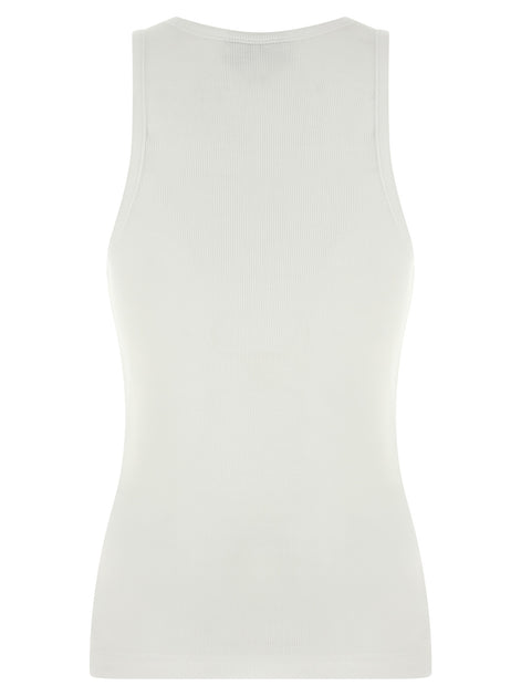 Ganni White Organic Cotton Sleeveles T-Shirt