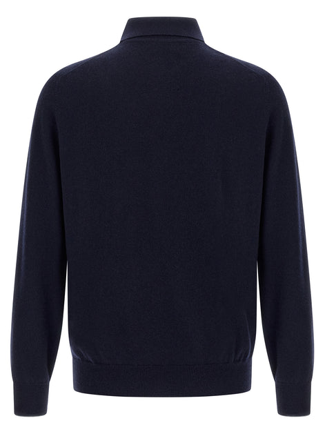 Brunello Cucinelli Blue Cashmere Polo Shirt