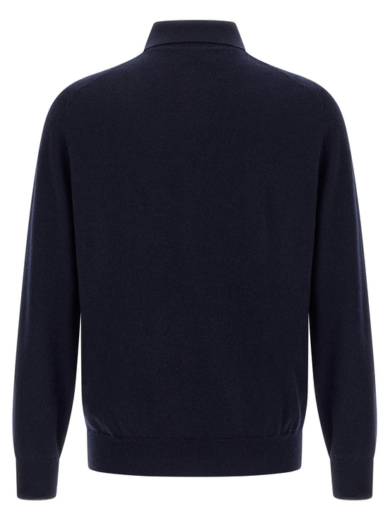 Brunello Cucinelli Blue Cashmere Polo Shirt
