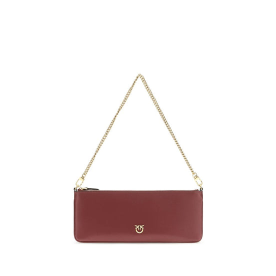 PINKO Bordeaux Calf Leather Bos Taurus Shoulder Bag