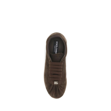 Dolce & Gabbana Brown Suede Leather Low Top Sneakers
