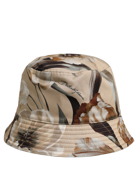 Dolce & Gabbana Men Beige Floral Wide Brim Bucket Capello Hat