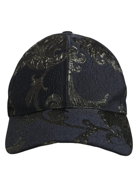 Dolce & Gabbana Men Black Floral Barocco Cotton Baseball Cap Hat