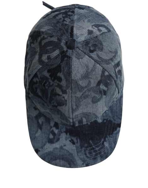 Dolce & Gabbana Men Blue All Over Logo Cotton Baseball Cap Hat