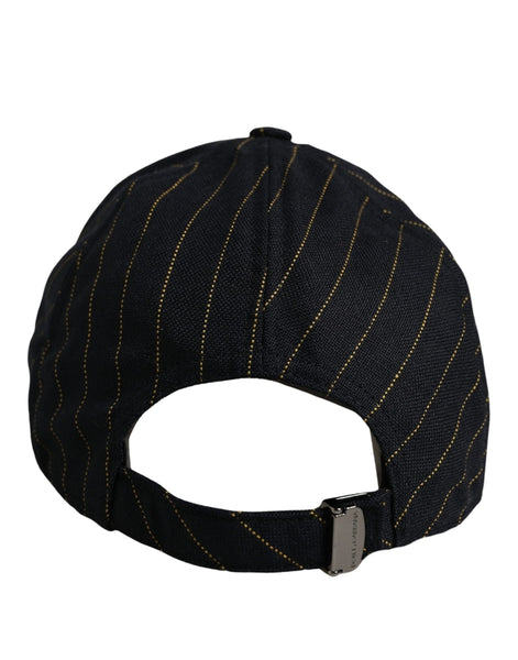 Dolce & Gabbana Black Gold Pinstriped Cotton Baseball Cap Hat