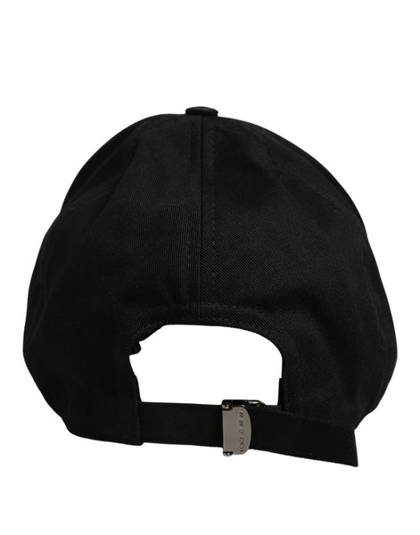 Dolce & Gabbana Men Black Cotton Baseball Capello 6 Panels Hat