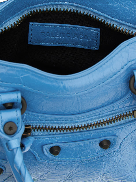 Balenciaga Le City Nano Blue Lamb Leather Handbag