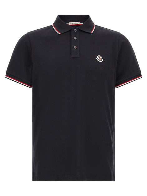 Moncler Blue Cotton Polo Shirt