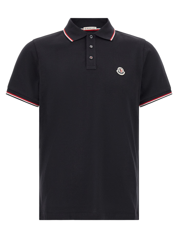 Moncler Blue Cotton Polo Shirt