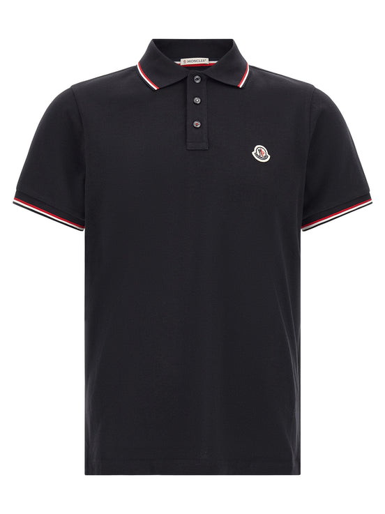 Moncler Blue Cotton Polo Shirt