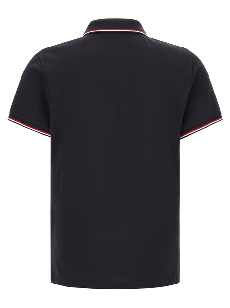 Moncler Blue Cotton Polo Shirt