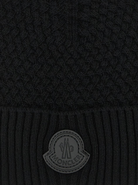 Moncler Black Leather Beanie