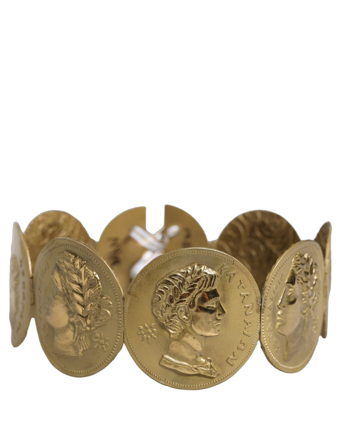 Dolce & Gabbana Gold Tone Brass Coin Metal Waist Cintura Belt