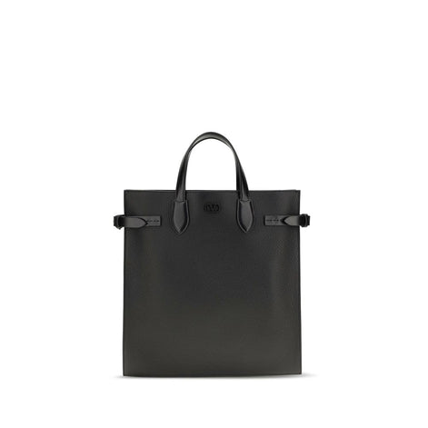 Valentino Garavani Black Calf Leather Bos Taurus Shoulder Bag