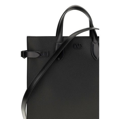 Valentino Garavani Black Calf Leather Bos Taurus Shoulder Bag