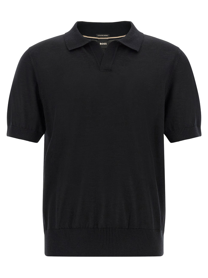 Hugo Boss Black Virgin Wool Polo Shirt