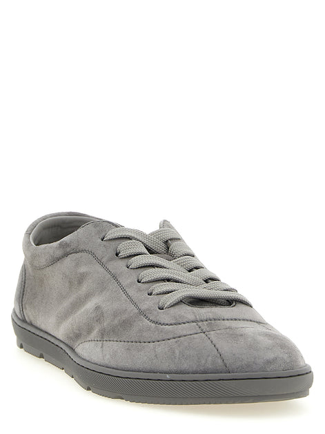 Brunello Cucinelli Gray Calfskin Low Top Sneakers