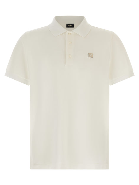 Fendi White Cotton Polo Shirt