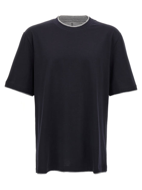 Brunello Cucinelli Blue Cotton T-Shirt