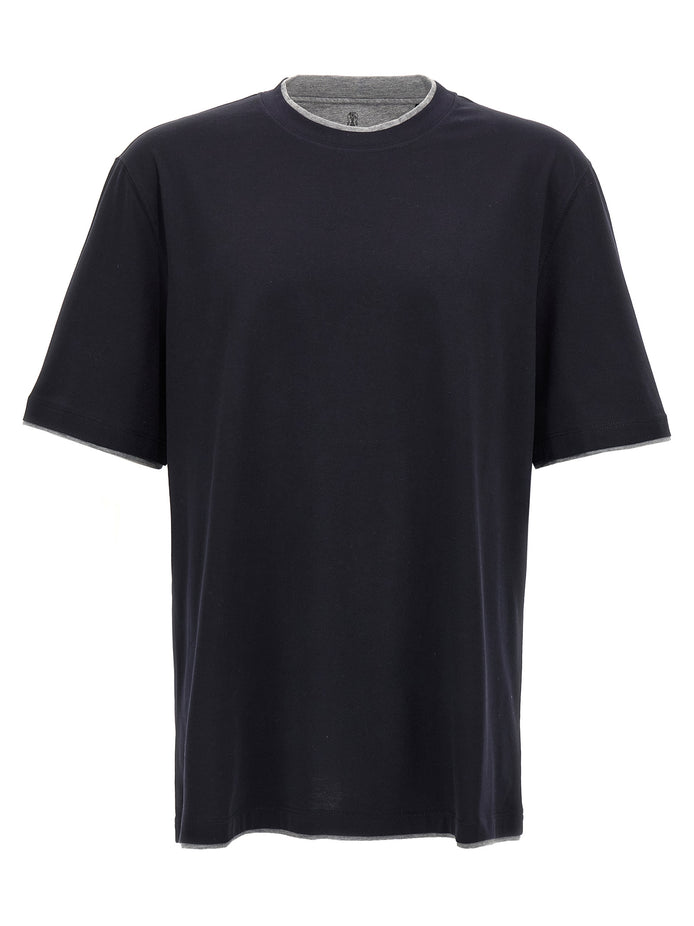 Brunello Cucinelli Blue Cotton T-Shirt