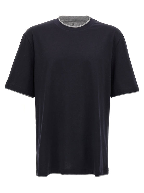 Brunello Cucinelli Blue Cotton T-Shirt
