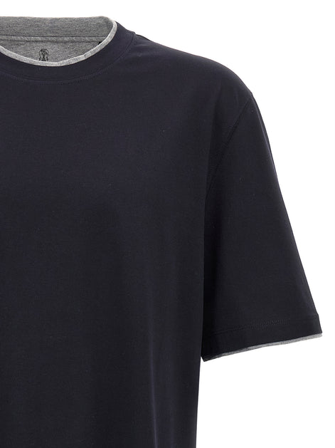 Brunello Cucinelli Blue Cotton T-Shirt