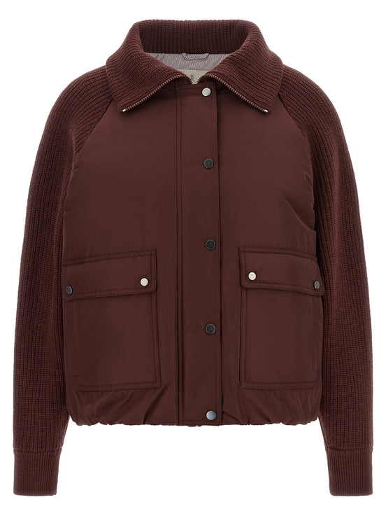 Brunello Cucinelli Bordeaux Cotton Bomber