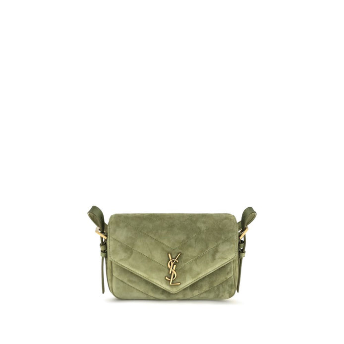 Saint Laurent Bicolor Suede Leather Shoulder Bag