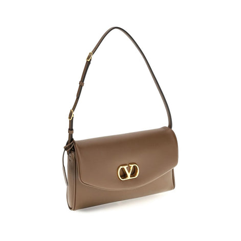 Valentino Garavani Brown Calf Leather Bos Taurus Shoulder Bag