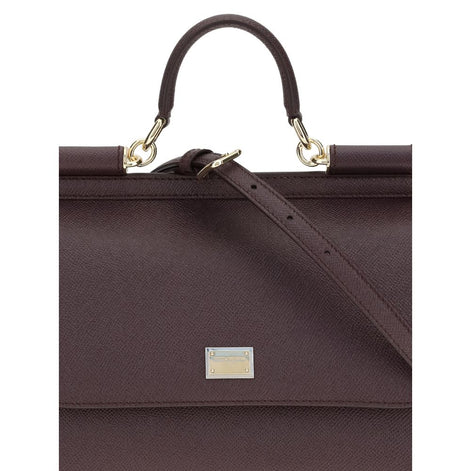 Dolce & Gabbana Bordeaux Calf Leather Bos Taurus Handbag