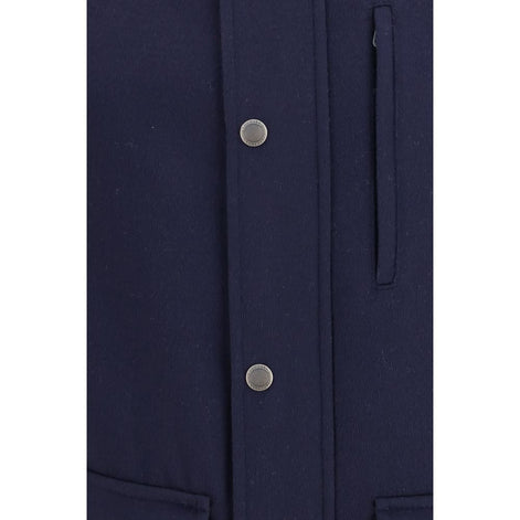 Brunello Cucinelli Blue Wool Oves Aries Full-Length Jacket