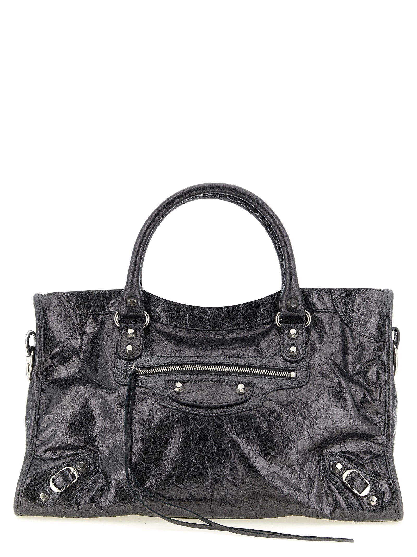 Balenciaga Le City medium Silver Lamb Leather Handbag