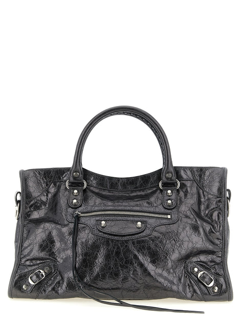 Balenciaga Le City medium Silver Lamb Leather Handbag