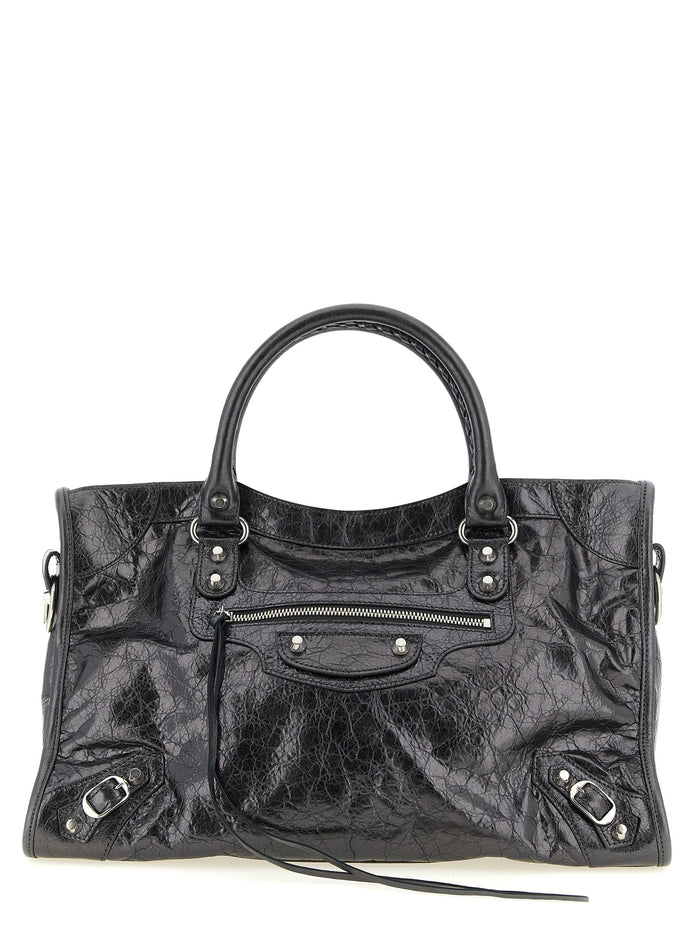 Balenciaga Le City medium Silver Lamb Leather Handbag
