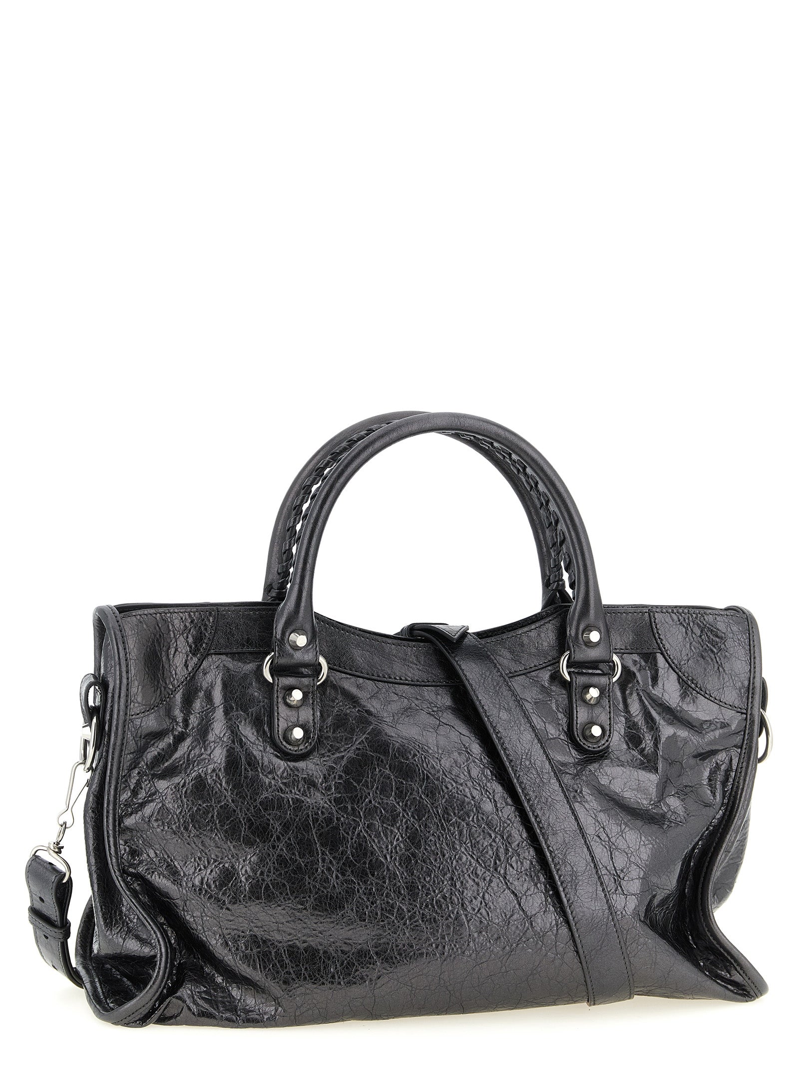 Balenciaga Le City medium Silver Lamb Leather Handbag