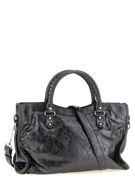 Balenciaga Le City medium Silver Lamb Leather Handbag