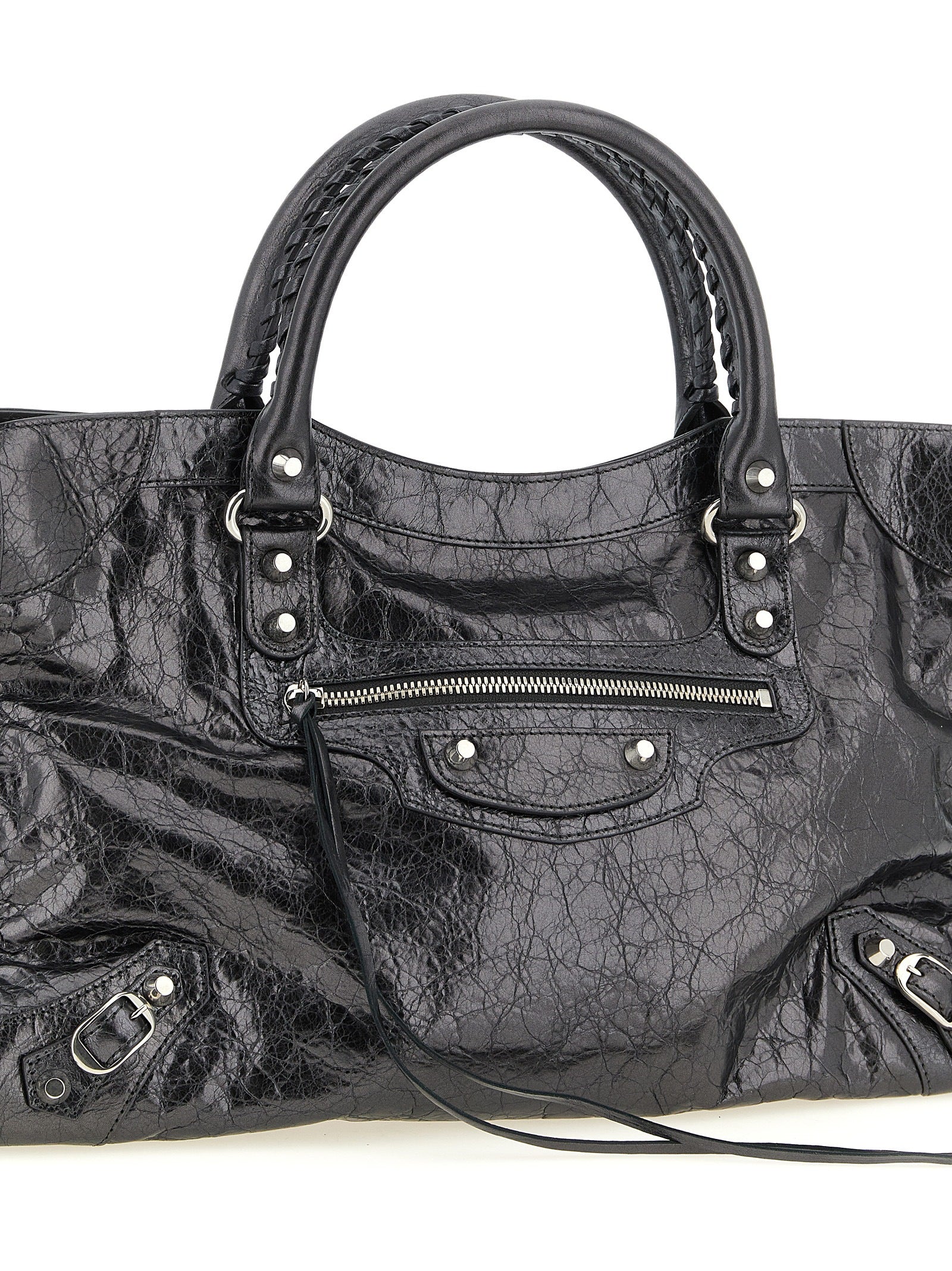Balenciaga Le City medium Silver Lamb Leather Handbag