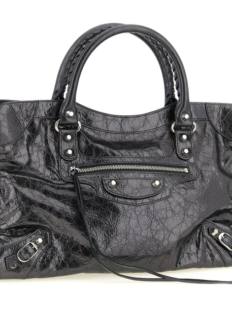 Balenciaga Le City medium Silver Lamb Leather Handbag
