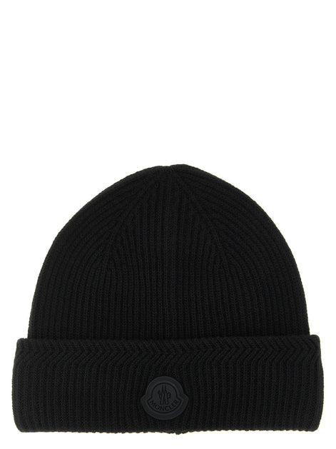 Moncler Black Virgin Wool Beanie