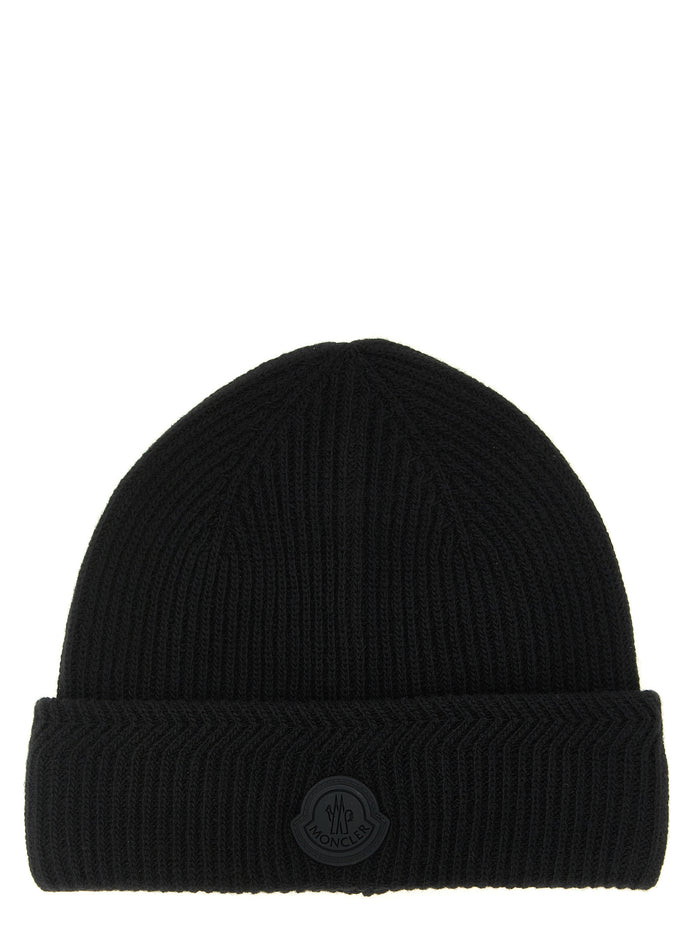 Moncler Black Virgin Wool Beanie