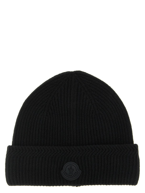 Moncler Black Virgin Wool Beanie