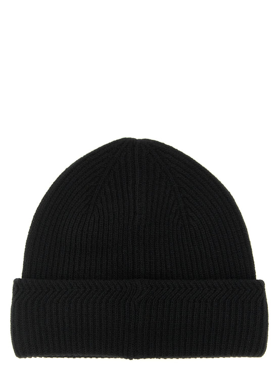 Moncler Black Virgin Wool Beanie
