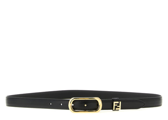 Fendi Black Calfskin Thin Belt