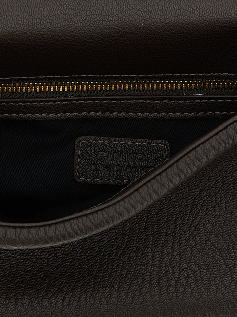 PINKO Brown Lamb Leather Crossbody Bag