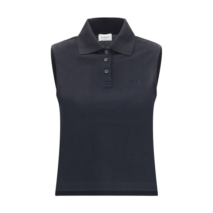 Saint Laurent Black Recycled Cotton Polo Shirt