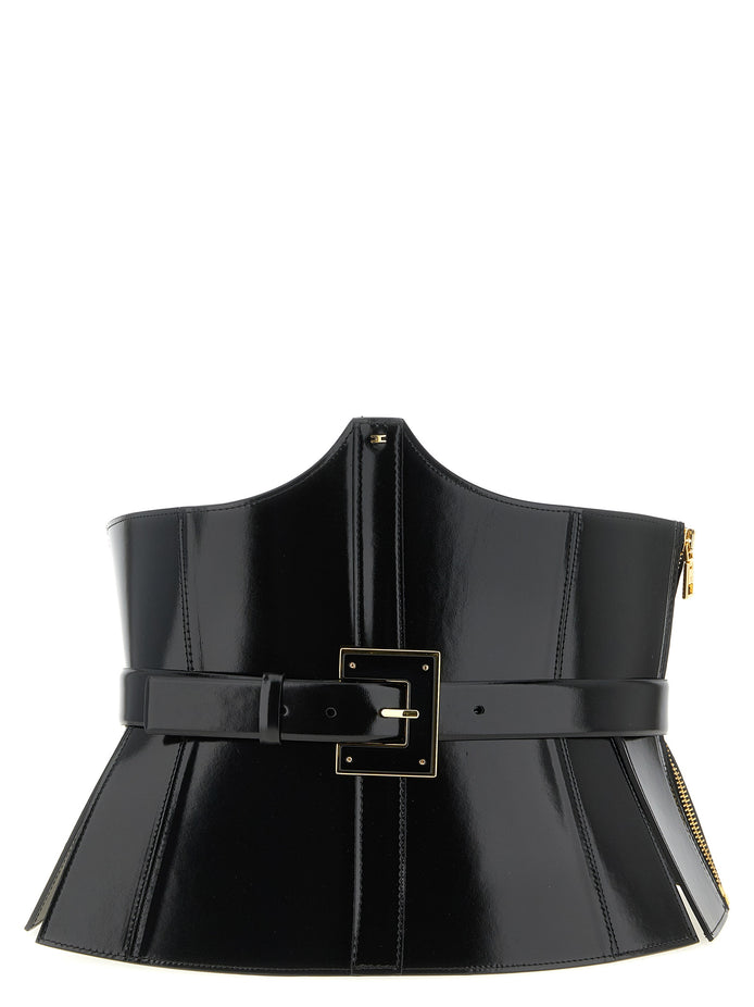 Elisabetta Franchi Black Leather High-Waist Belt