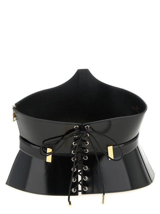 Elisabetta Franchi Black Leather High-Waist Belt
