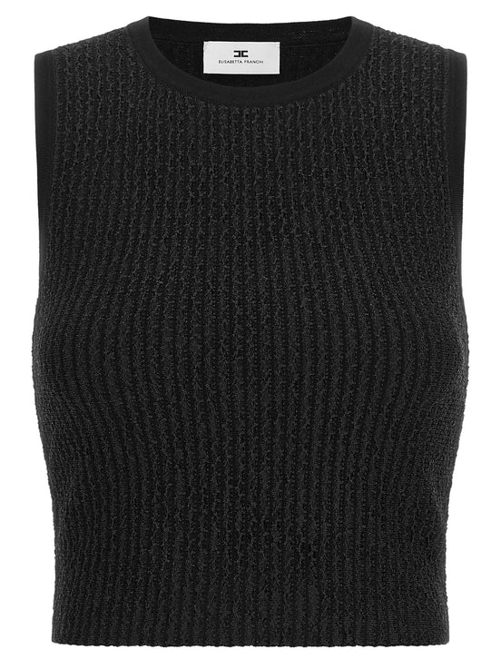 Elisabetta Franchi Black Viscose Sleeveles T-Shirt