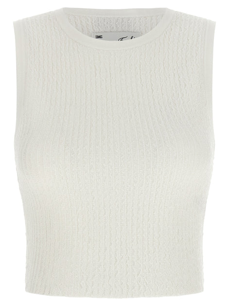 Elisabetta Franchi White Viscose Sleeveles T-Shirt